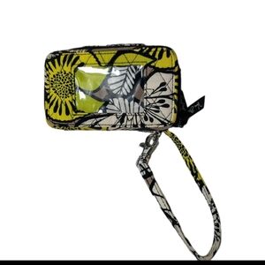 Vera Bradley NWOT Citron Floral Print Travel Wristlet Colorful Vacation Festival